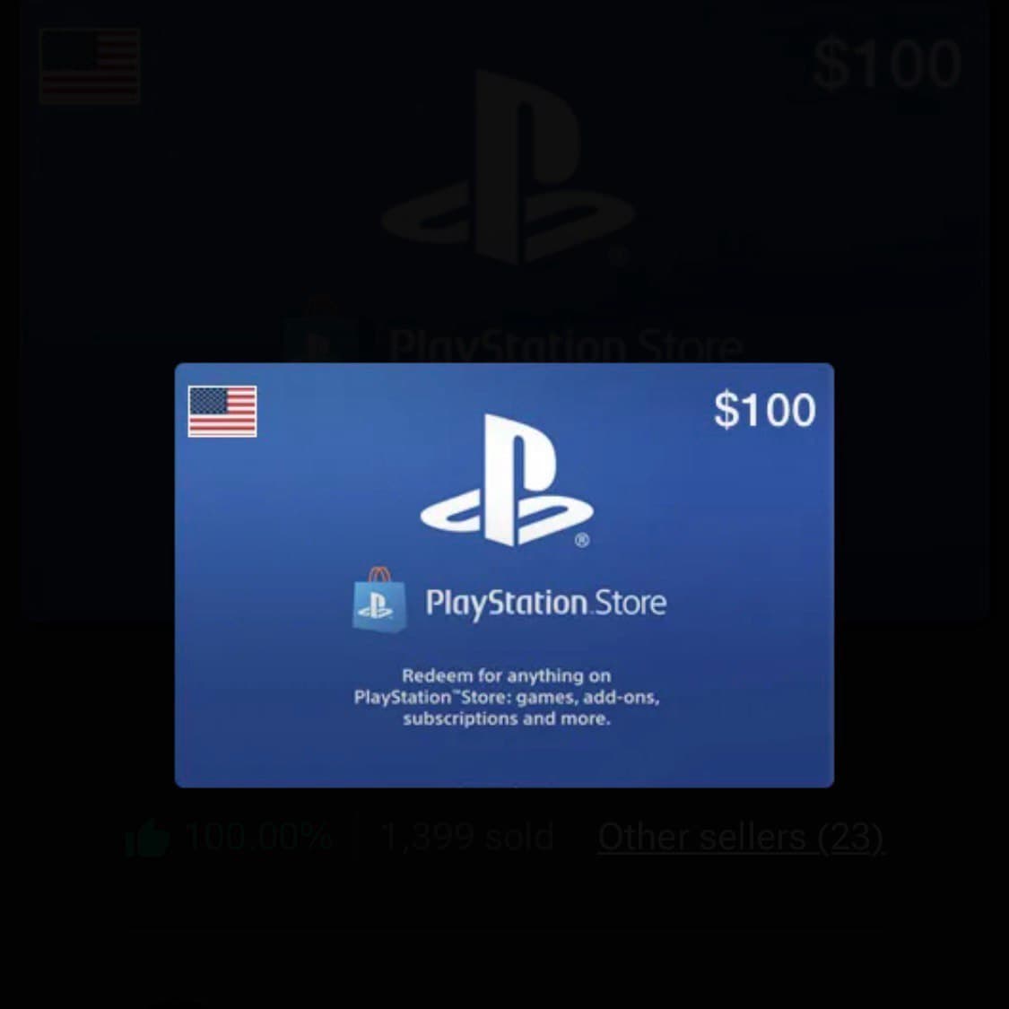 PSN Gift Card USD 100 (US) product image