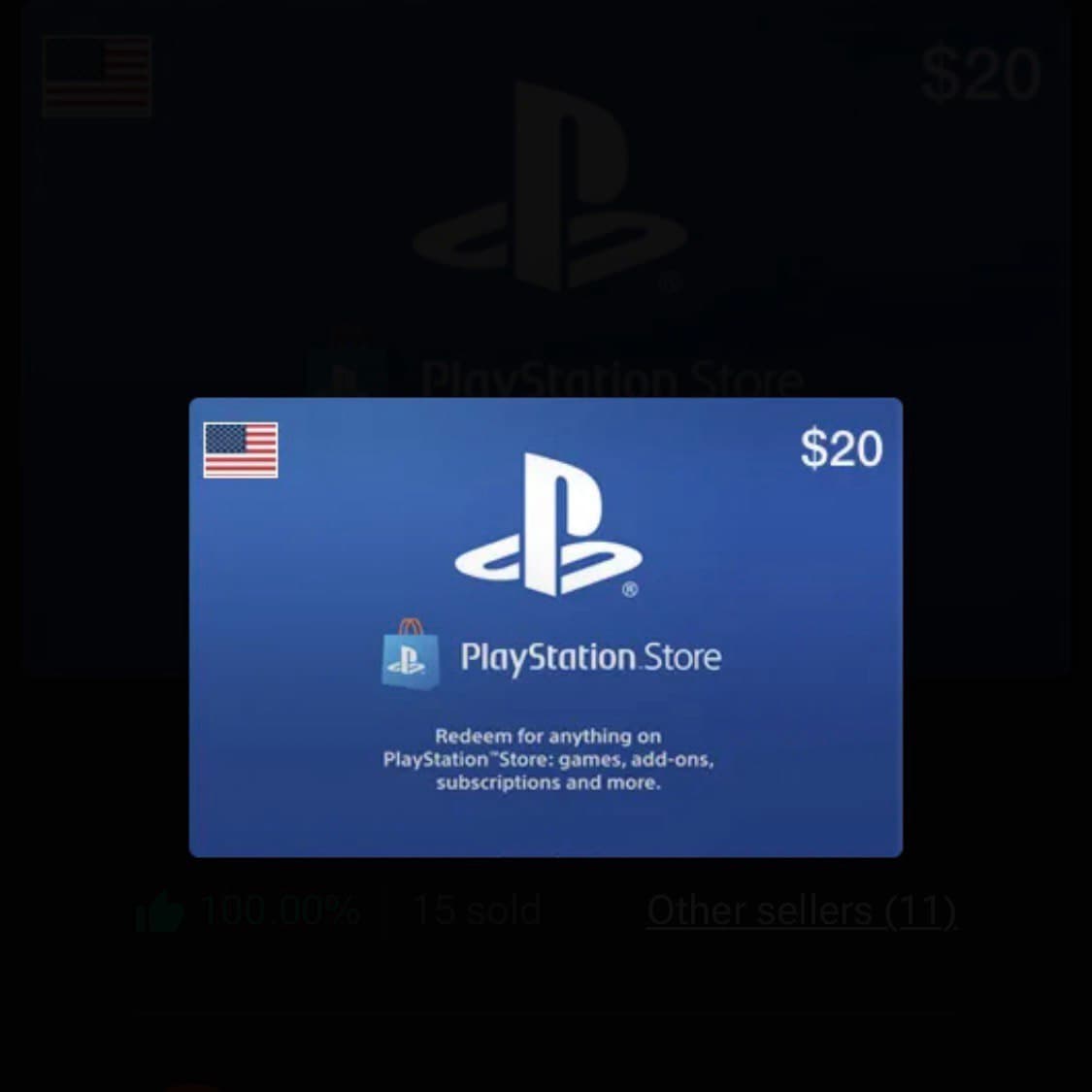 PSN Gift Card USD 20 (US) product image