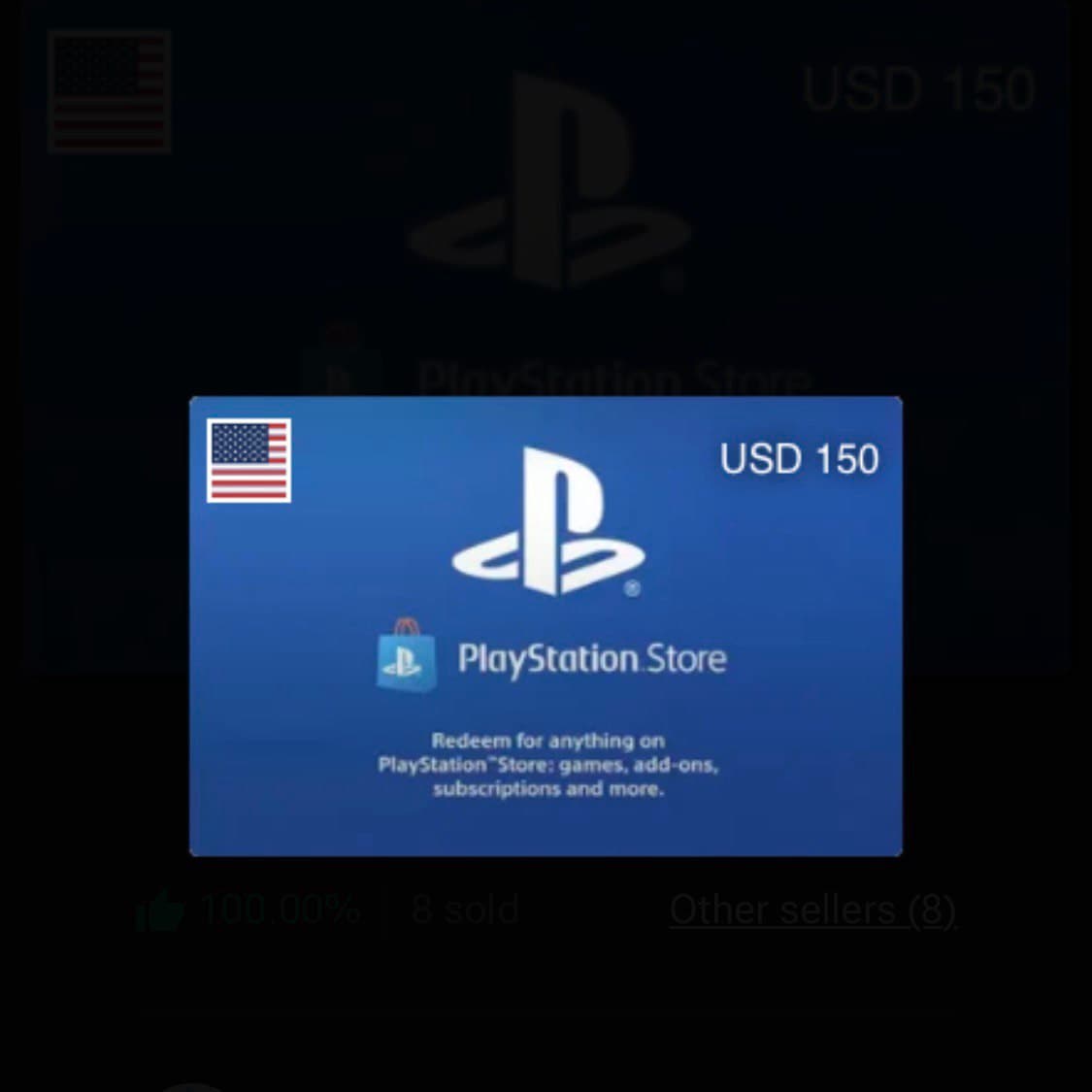 PSN Gift Card USD 150 (US) product image