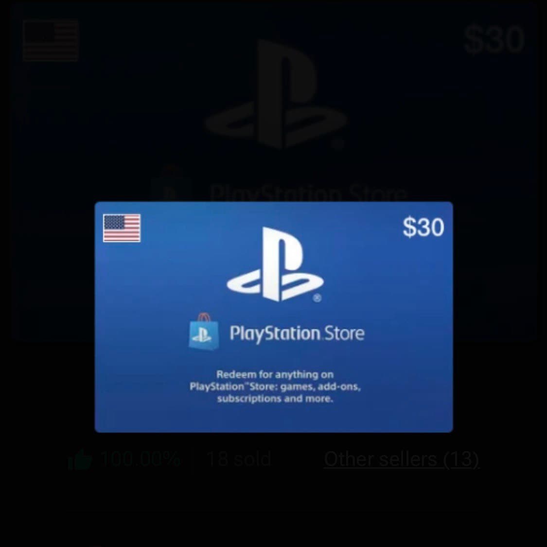 PSN Gift Card USD 30 (US) product image
