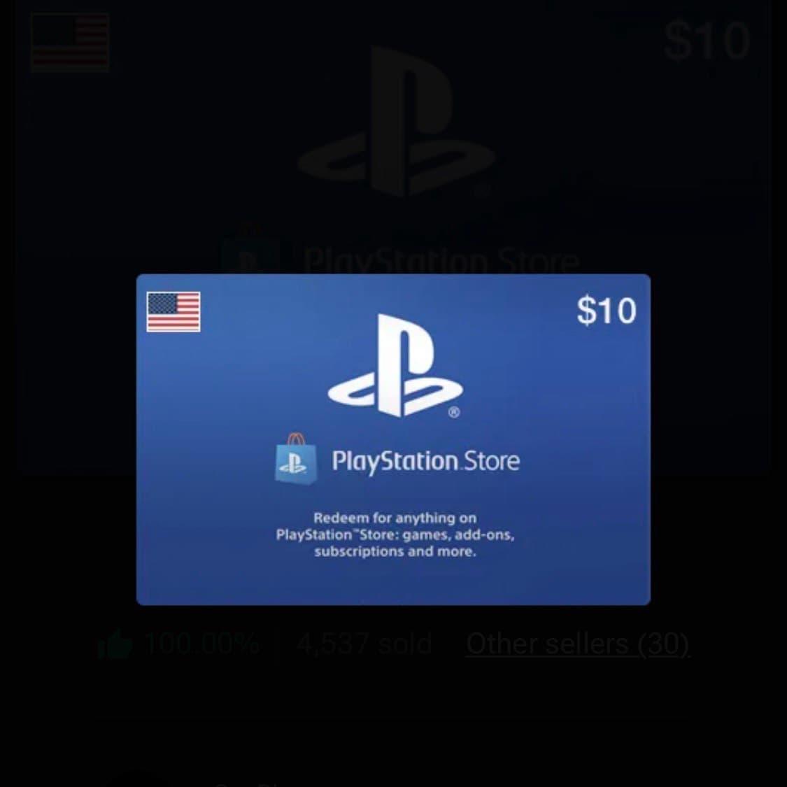 PSN Gift Card USD 10 (US) product image